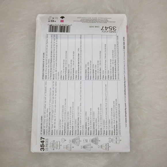 Simplicity 3547 Gowns & Dresses for American Girl Doll and 18" dolls - Picture 5 of 5